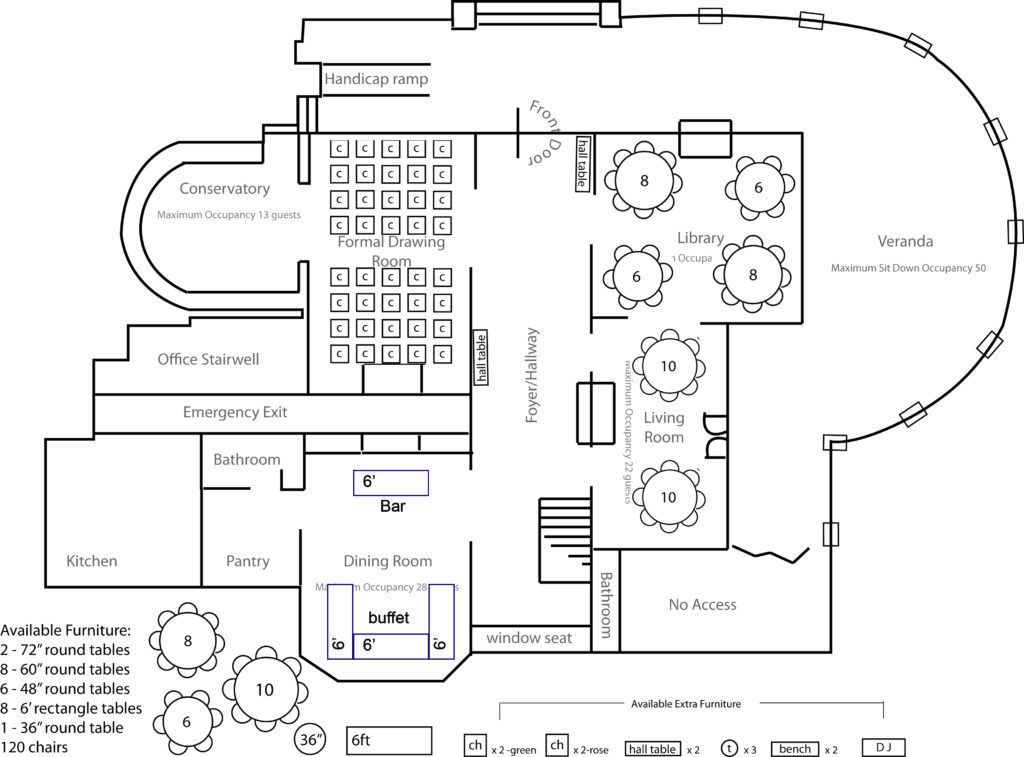 Sample Floor Plans Weddings Events Park, How Many Round Tables For 50 Guests